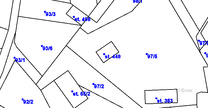 Parcela st. 449 v KÚ Hrob, Katastrální mapa