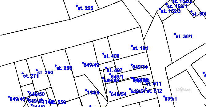 Parcela st. 486 v KÚ Hrob, Katastrální mapa