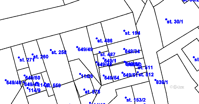 Parcela st. 487 v KÚ Hrob, Katastrální mapa