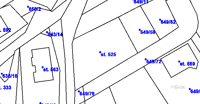 Parcela st. 525 v KÚ Hrob, Katastrální mapa