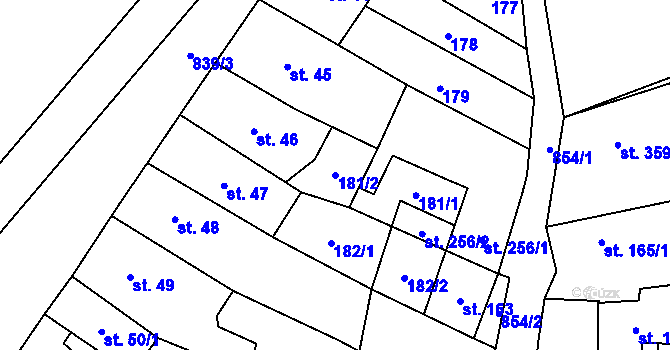 Parcela st. 181/2 v KÚ Hrob, Katastrální mapa
