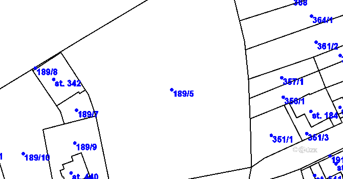Parcela st. 189/5 v KÚ Hrob, Katastrální mapa