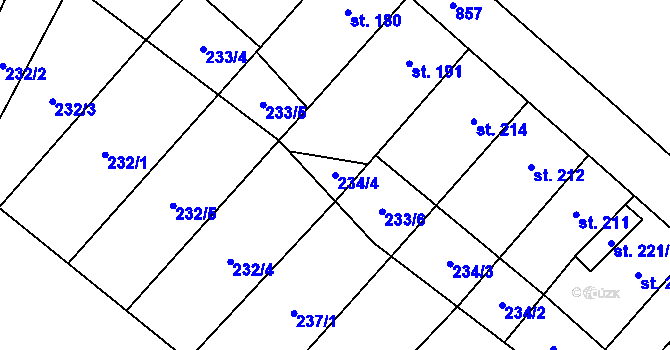 Parcela st. 234/4 v KÚ Hrob, Katastrální mapa