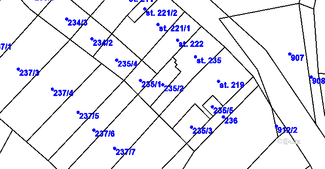 Parcela st. 235/2 v KÚ Hrob, Katastrální mapa