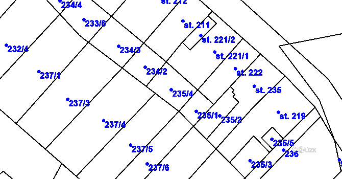 Parcela st. 235/4 v KÚ Hrob, Katastrální mapa