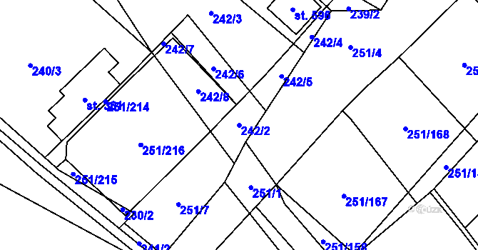 Parcela st. 242/2 v KÚ Hrob, Katastrální mapa