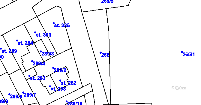 Parcela st. 266 v KÚ Hrob, Katastrální mapa