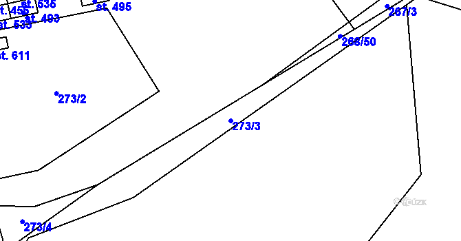 Parcela st. 273/3 v KÚ Hrob, Katastrální mapa