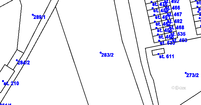 Parcela st. 283/2 v KÚ Hrob, Katastrální mapa