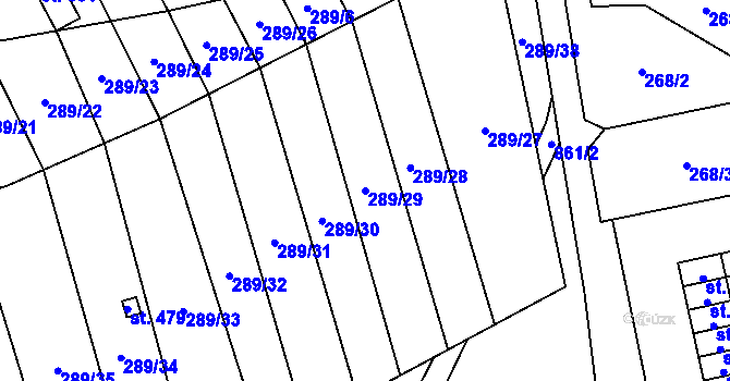 Parcela st. 289/29 v KÚ Hrob, Katastrální mapa