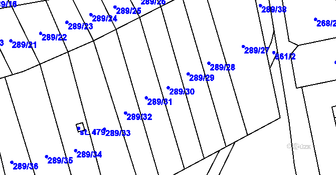 Parcela st. 289/30 v KÚ Hrob, Katastrální mapa