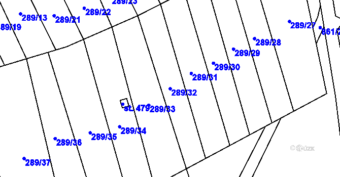 Parcela st. 289/32 v KÚ Hrob, Katastrální mapa