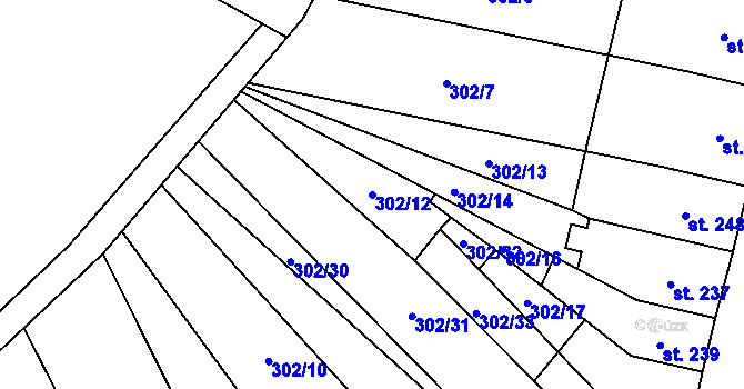 Parcela st. 302/12 v KÚ Hrob, Katastrální mapa