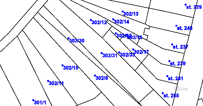 Parcela st. 302/31 v KÚ Hrob, Katastrální mapa