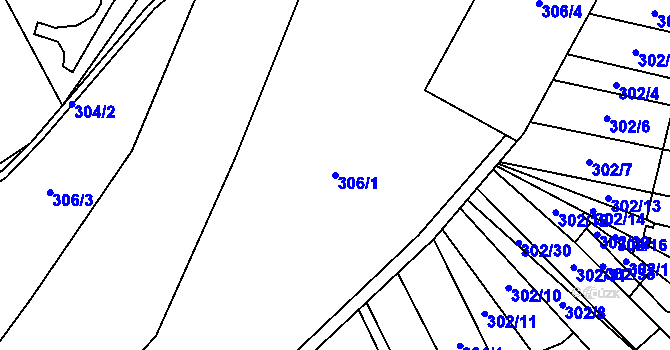 Parcela st. 306/1 v KÚ Hrob, Katastrální mapa