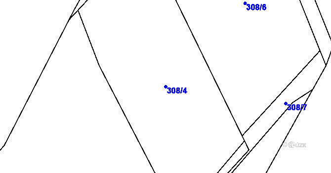 Parcela st. 308/4 v KÚ Hrob, Katastrální mapa