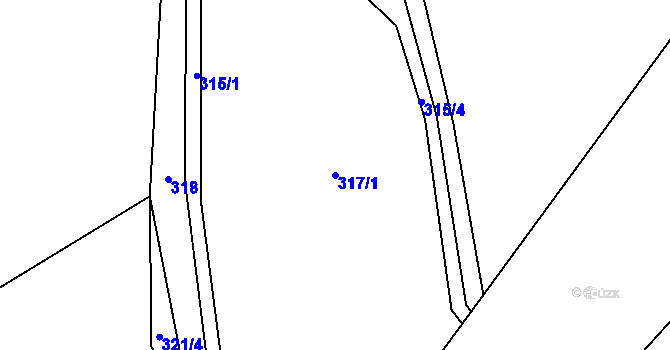 Parcela st. 317/1 v KÚ Hrob, Katastrální mapa