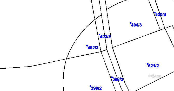 Parcela st. 402/3 v KÚ Hrob, Katastrální mapa