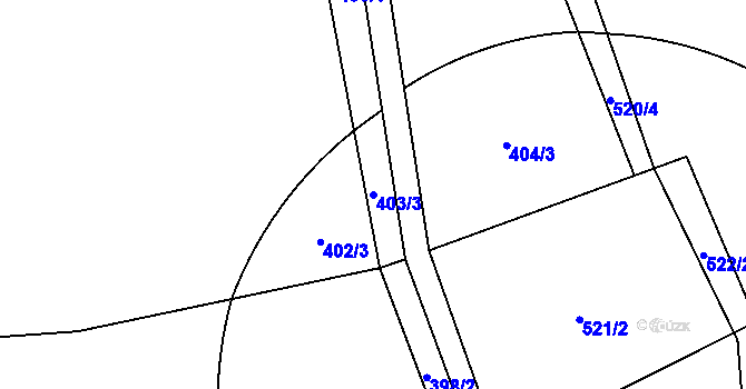 Parcela st. 403/3 v KÚ Hrob, Katastrální mapa