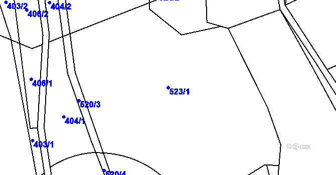 Parcela st. 523/1 v KÚ Hrob, Katastrální mapa