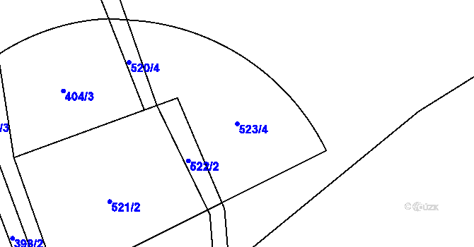 Parcela st. 523/4 v KÚ Hrob, Katastrální mapa