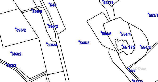 Parcela st. 546/2 v KÚ Hrob, Katastrální mapa