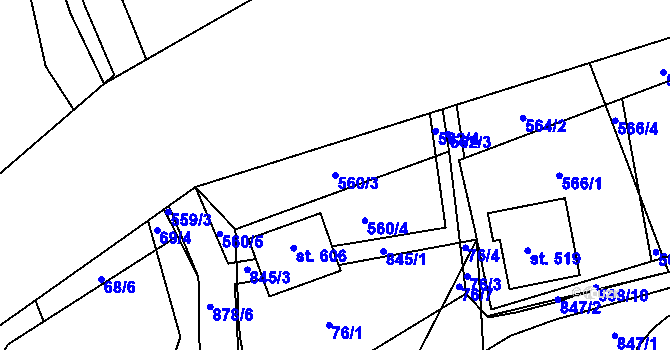 Parcela st. 560/3 v KÚ Hrob, Katastrální mapa