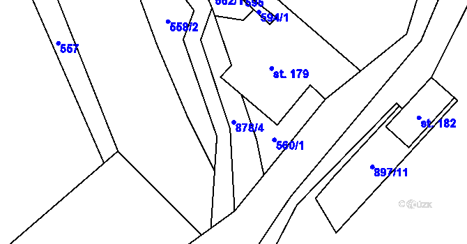 Parcela st. 878/4 v KÚ Hrob, Katastrální mapa