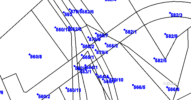 Parcela st. 879/4 v KÚ Hrob, Katastrální mapa