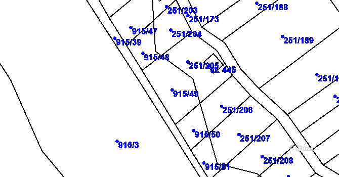 Parcela st. 915 v KÚ Hrob, Katastrální mapa