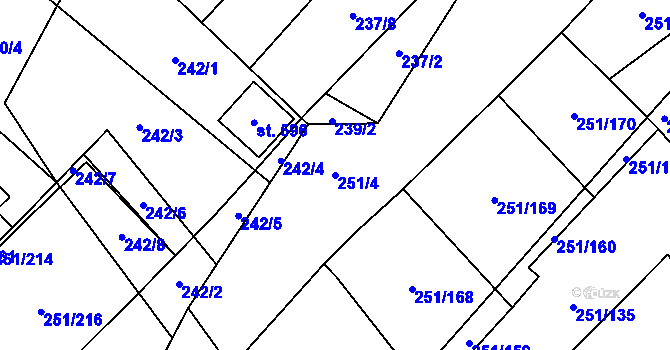 Parcela st. 251/4 v KÚ Hrob, Katastrální mapa
