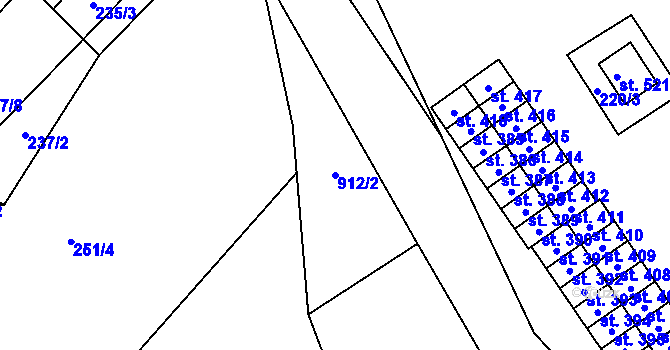 Parcela st. 912/2 v KÚ Hrob, Katastrální mapa