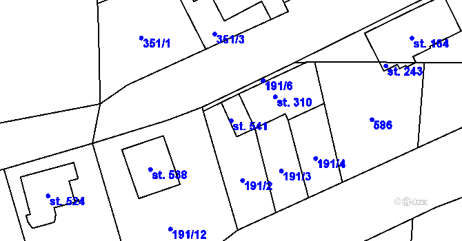Parcela st. 541 v KÚ Hrob, Katastrální mapa