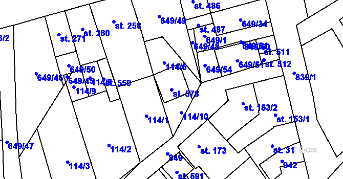 Parcela st. 578 v KÚ Hrob, Katastrální mapa