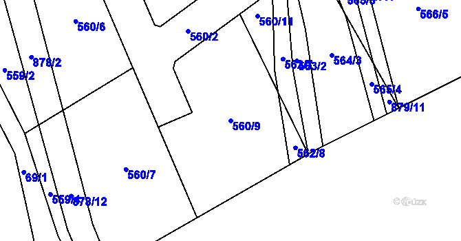 Parcela st. 560/9 v KÚ Hrob, Katastrální mapa