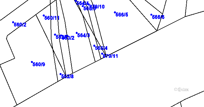 Parcela st. 879/11 v KÚ Hrob, Katastrální mapa