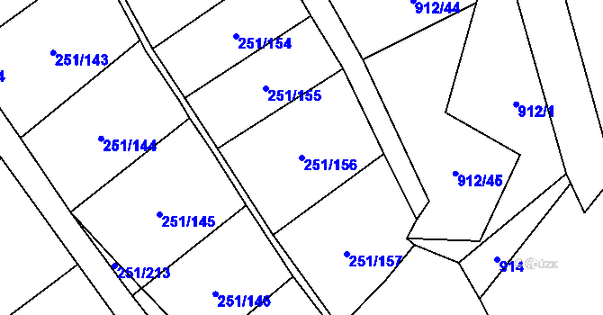 Parcela st. 251/156 v KÚ Hrob, Katastrální mapa