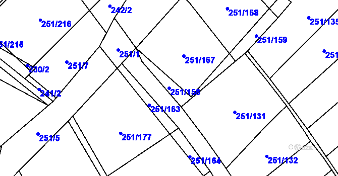 Parcela st. 251/158 v KÚ Hrob, Katastrální mapa