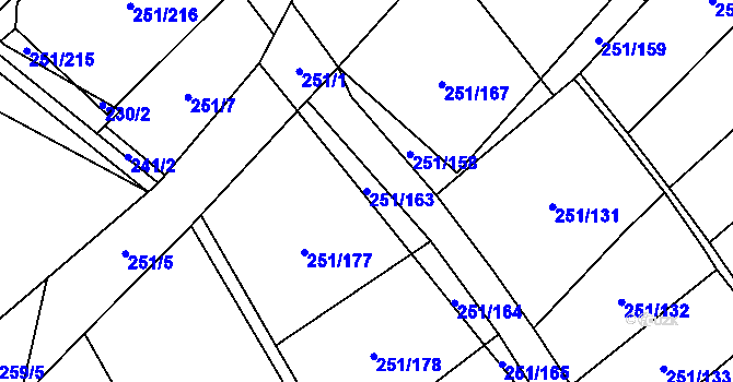 Parcela st. 251/163 v KÚ Hrob, Katastrální mapa