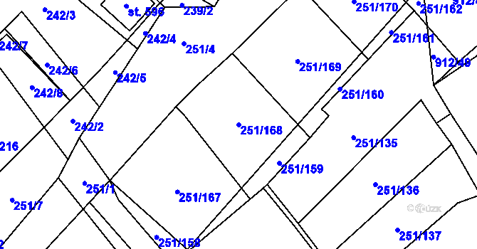 Parcela st. 251/168 v KÚ Hrob, Katastrální mapa