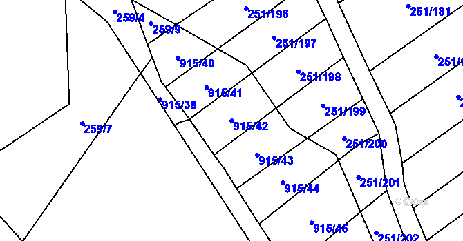 Parcela st. 915/42 v KÚ Hrob, Katastrální mapa