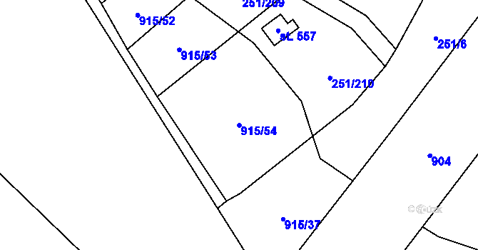 Parcela st. 915/54 v KÚ Hrob, Katastrální mapa