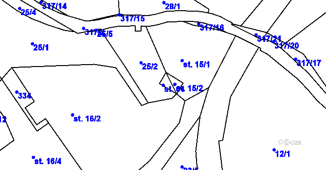 Parcela st. 61 v KÚ Křižanov u Hrobu, Katastrální mapa