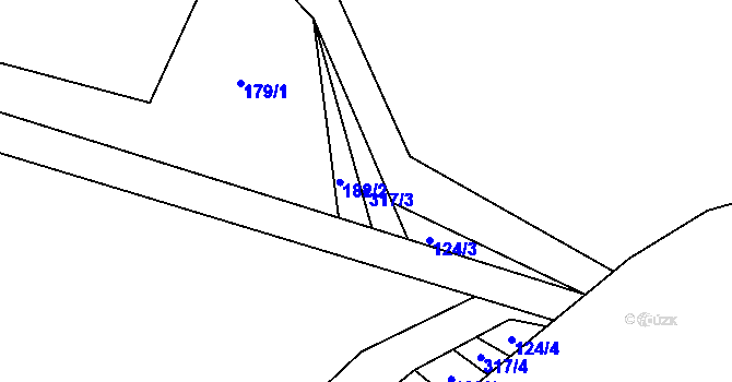 Parcela st. 317/3 v KÚ Křižanov u Hrobu, Katastrální mapa