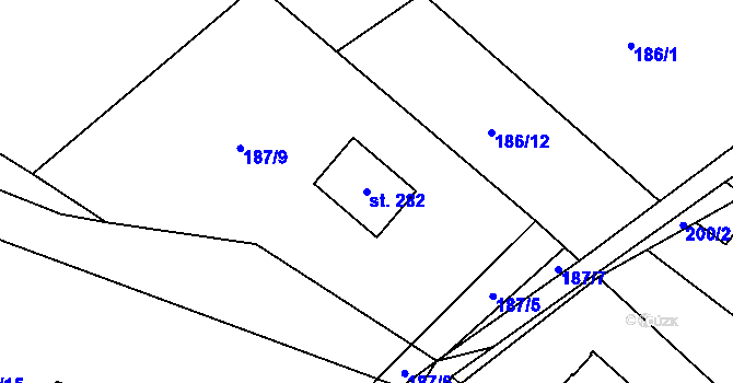 Parcela st. 282 v KÚ Křižanov u Hrobu, Katastrální mapa