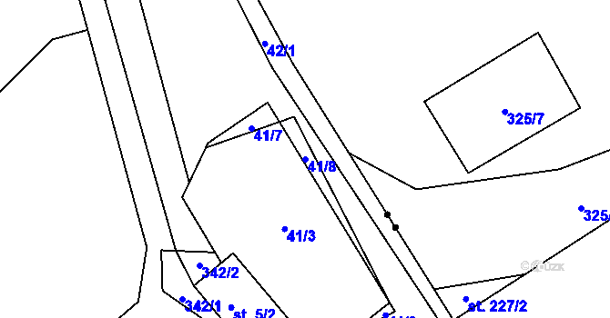 Parcela st. 41/8 v KÚ Křižanov u Hrobu, Katastrální mapa
