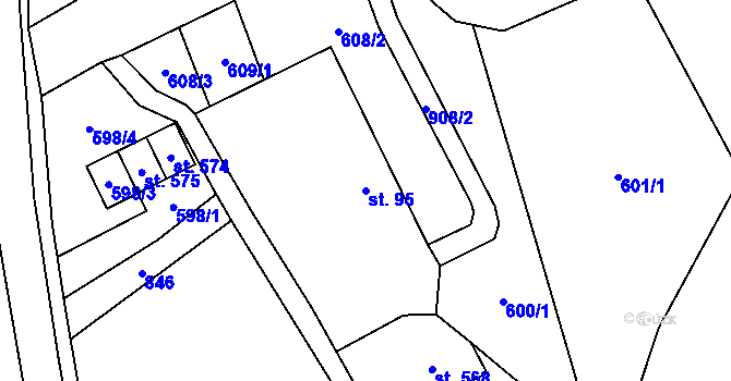 Parcela st. 95 v KÚ Mlýny, Katastrální mapa