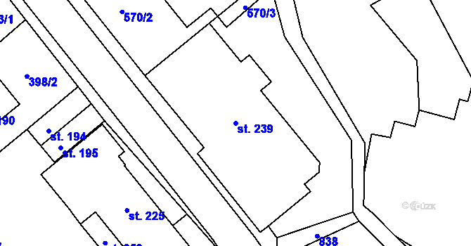 Parcela st. 239 v KÚ Mlýny, Katastrální mapa