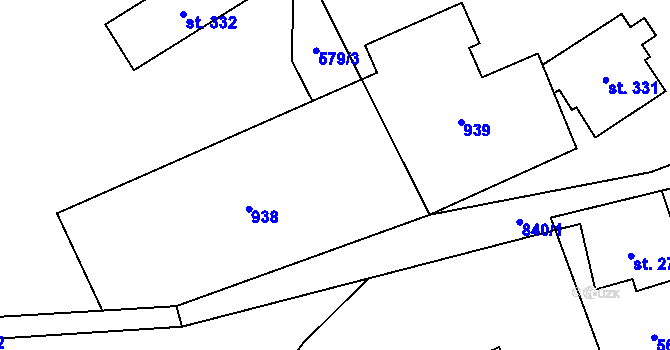 Parcela st. 330 v KÚ Mlýny, Katastrální mapa