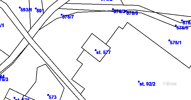 Parcela st. 577 v KÚ Mlýny, Katastrální mapa